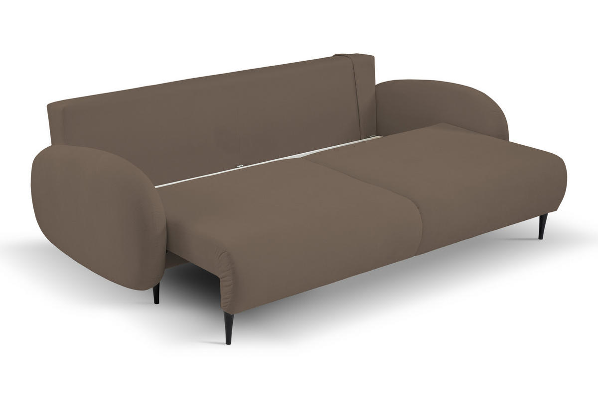 SOFA SOFT RunAgin Mit Schlaffunktion Und Bettkasten, PUR-Schaum, Schwarze Kunststofffüße, lose Rückenkissen, freistehend, 232x109x95 cm Cappuccino - Cappuccino, Holz/Textil (232/95/109cm) - DomoHome