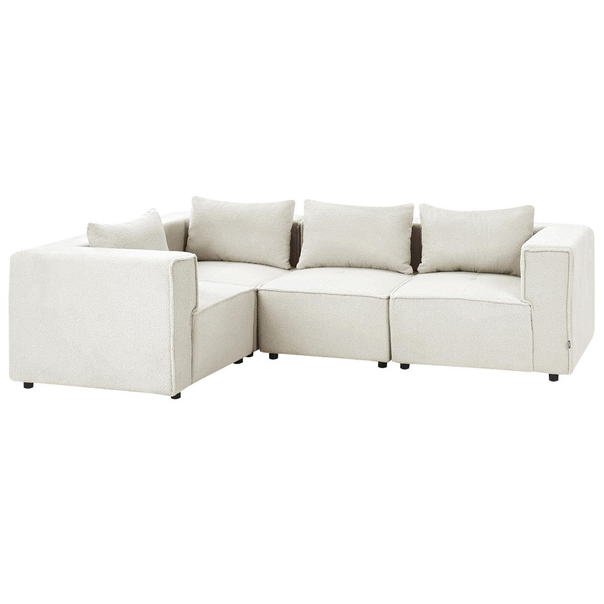 ECKSOFA Modul 4-Sitzer rechtsseitig Cremeweiß Bouclé Axebo - Creme/Weiß, Textil (258/188cm) - Beliani