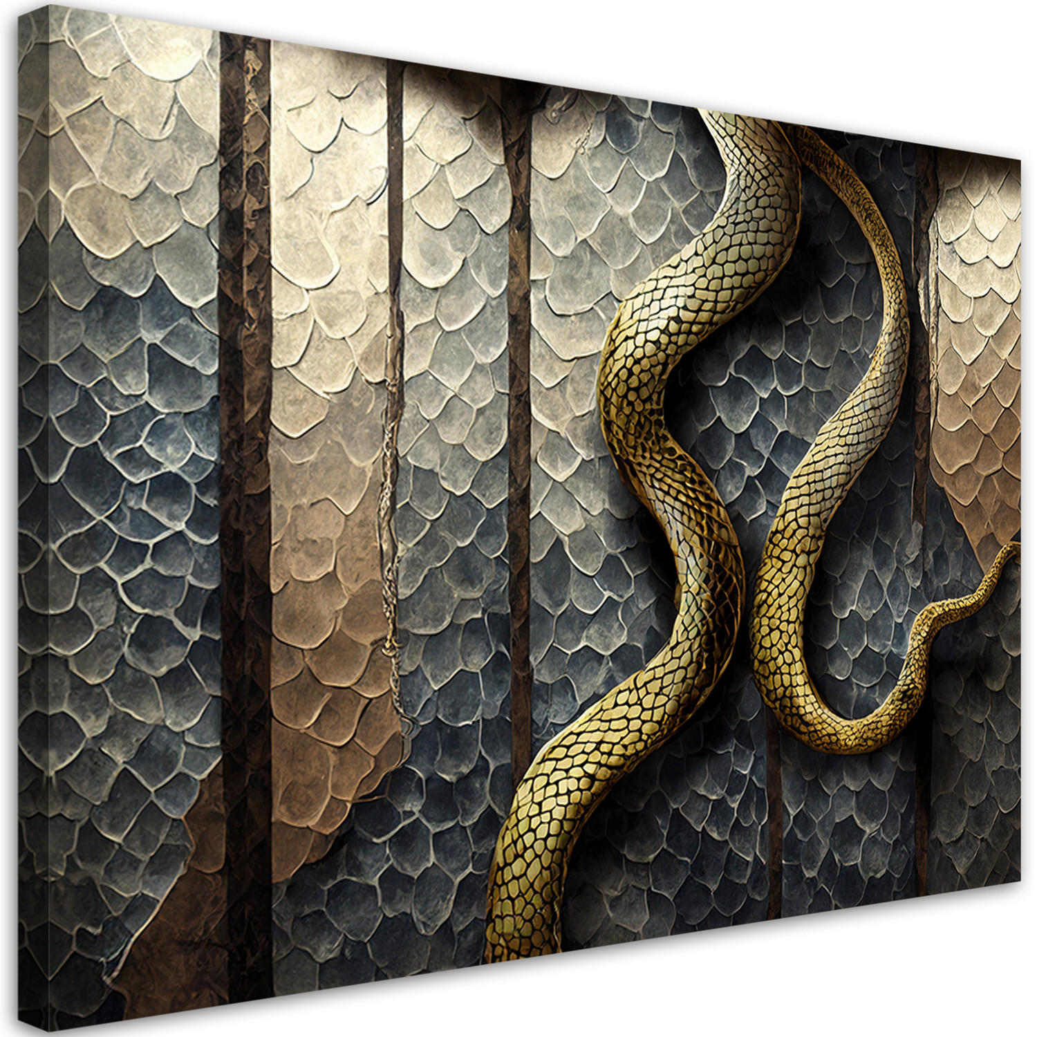 WANDBILD gold glamour schlange - Grau, Textil (60/40cm) - Feeby