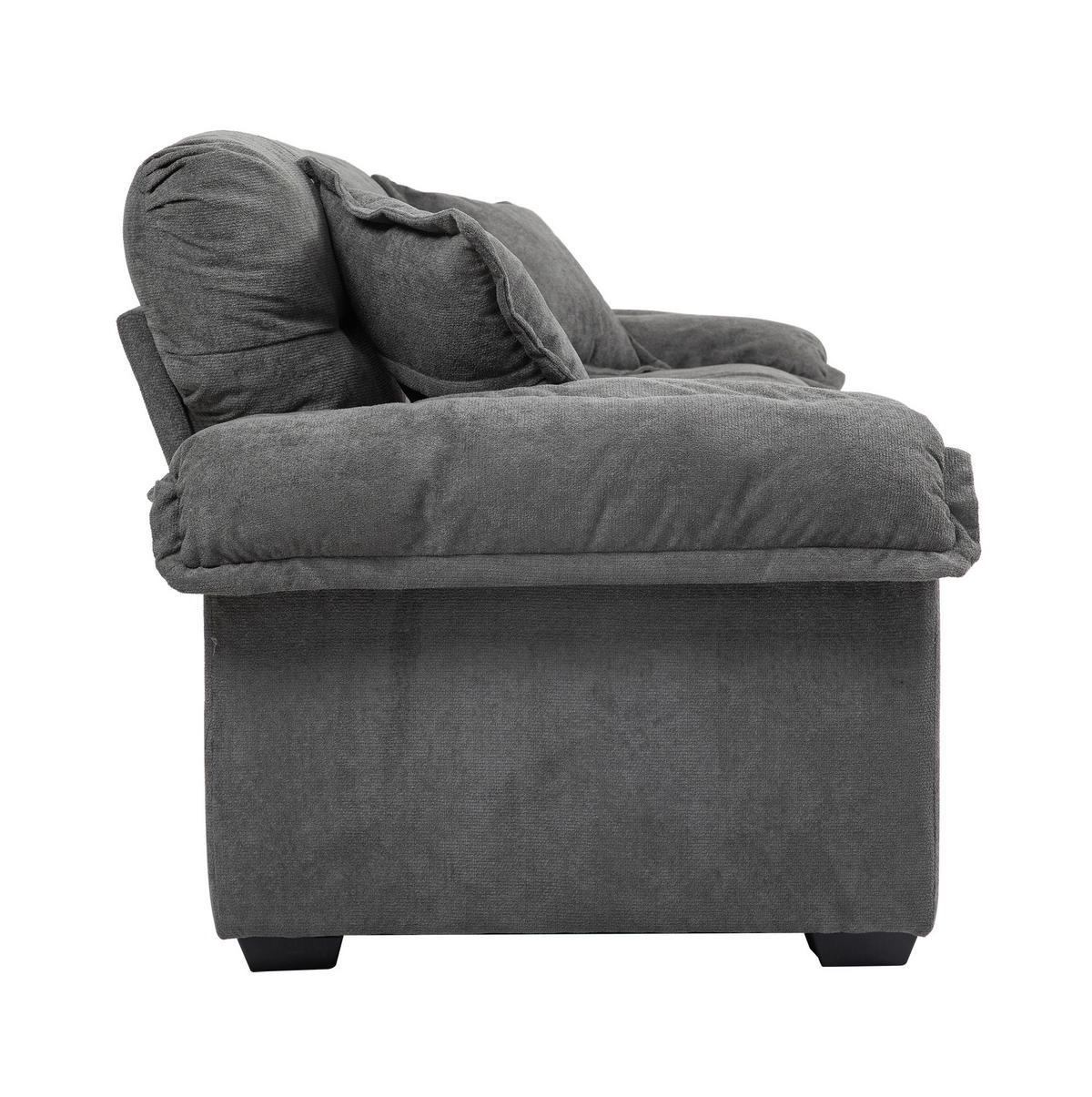 2-SITZER Sofa Chenille Polster mit tiefem Sitz, Doppelschichtkissen 213,4/90,1/87,6 cm Grau - Grau, Textil (90.1/87.6/213.4cm) - Redom