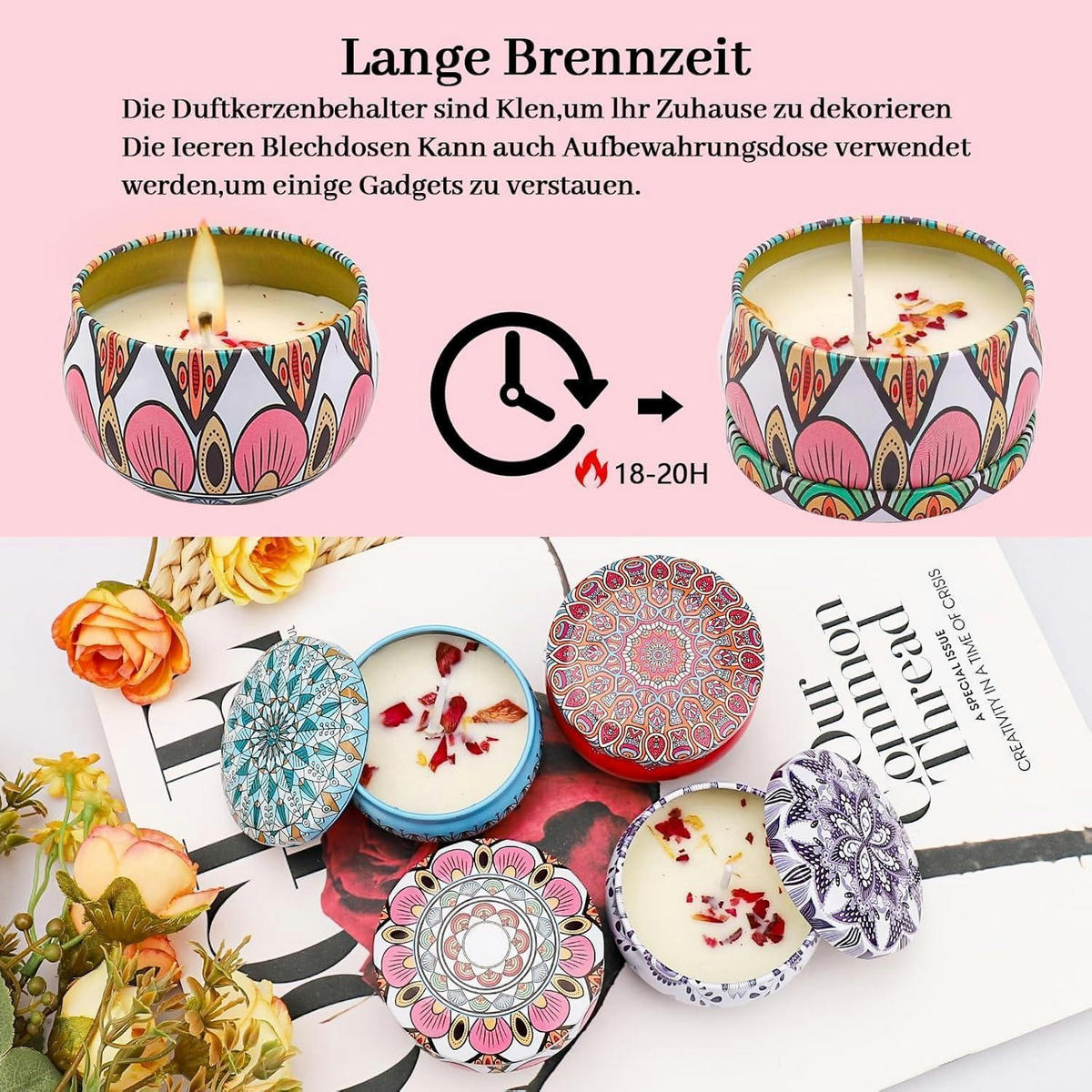 DUFTKERZEN 4-teiliges Set Sojawachs Aromatherapie - Multicolor, Paraffin (4cm)
