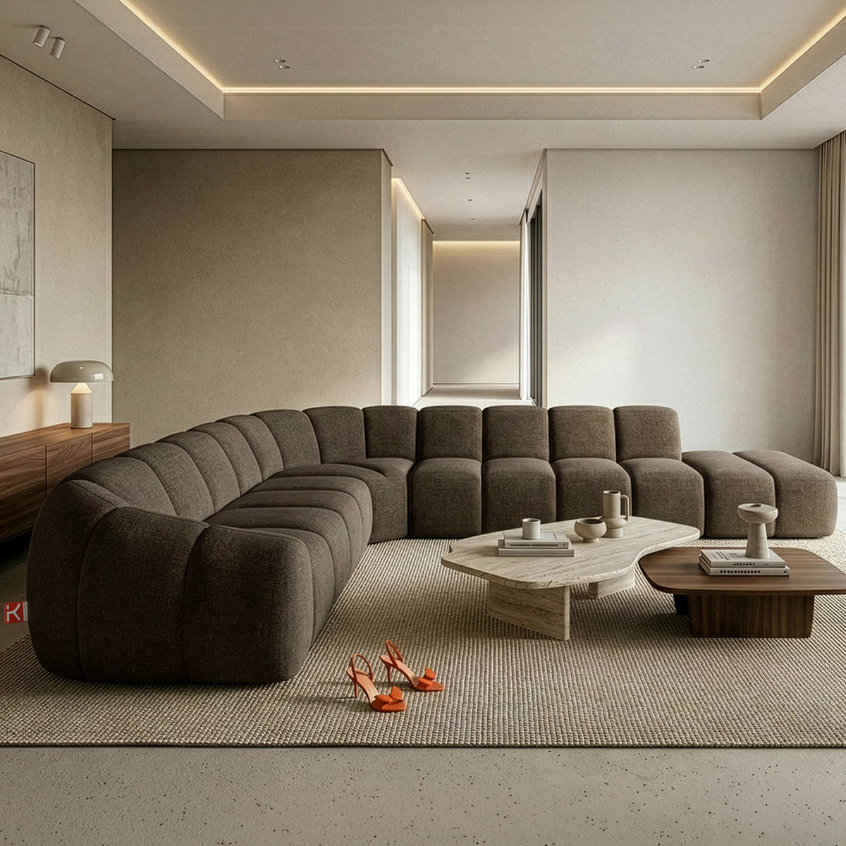 ECKSOFA RECHTS FLAVA, Braun - Braun, Holz/Holzwerkstoff (310/354cm) - KONSIMO®