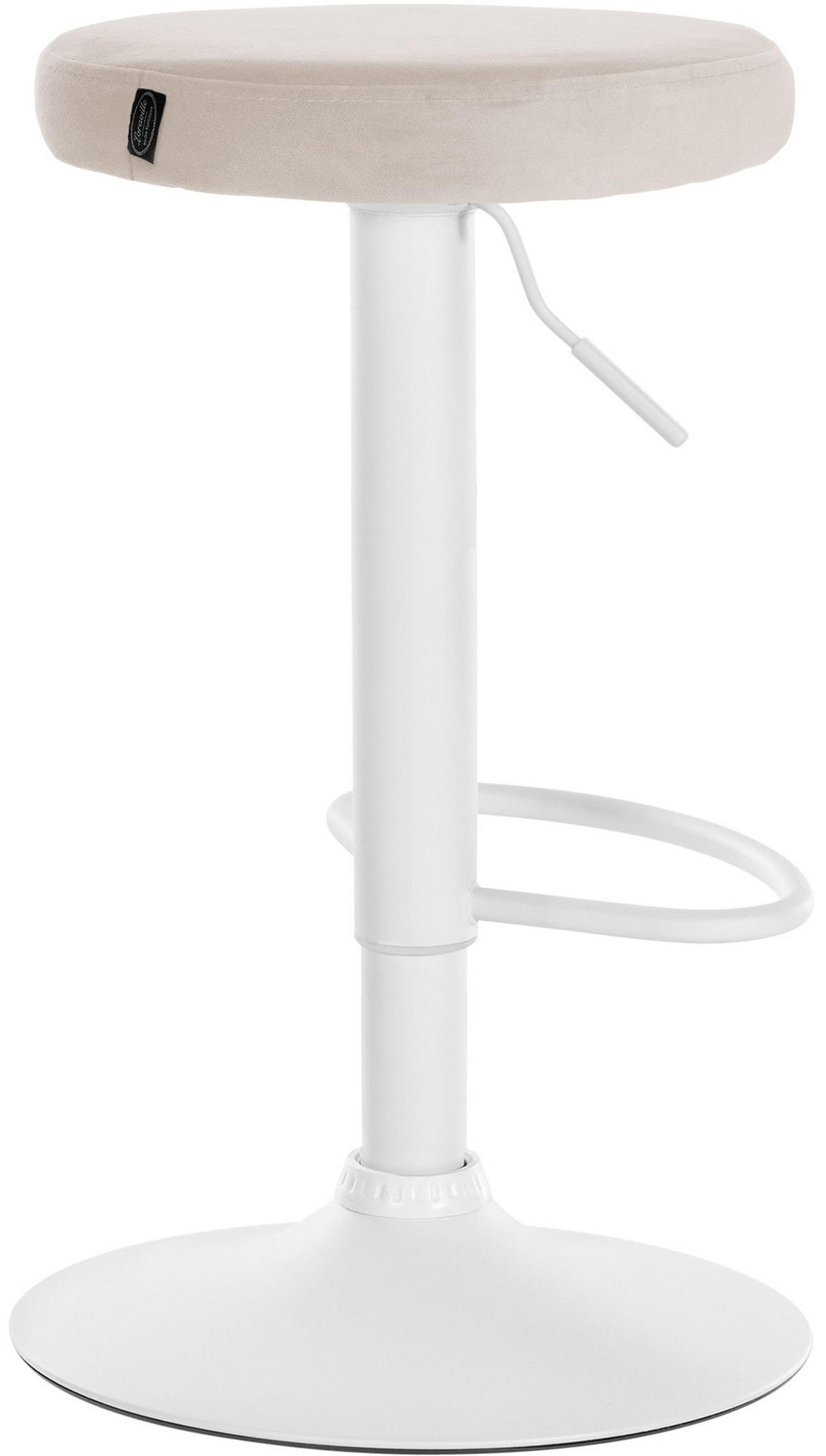 BARHOCKER Pontius Samt weiß creme - Naturfarben/Weiß, Textil/Metall (38.5/81/38.5cm) - TPFLiving