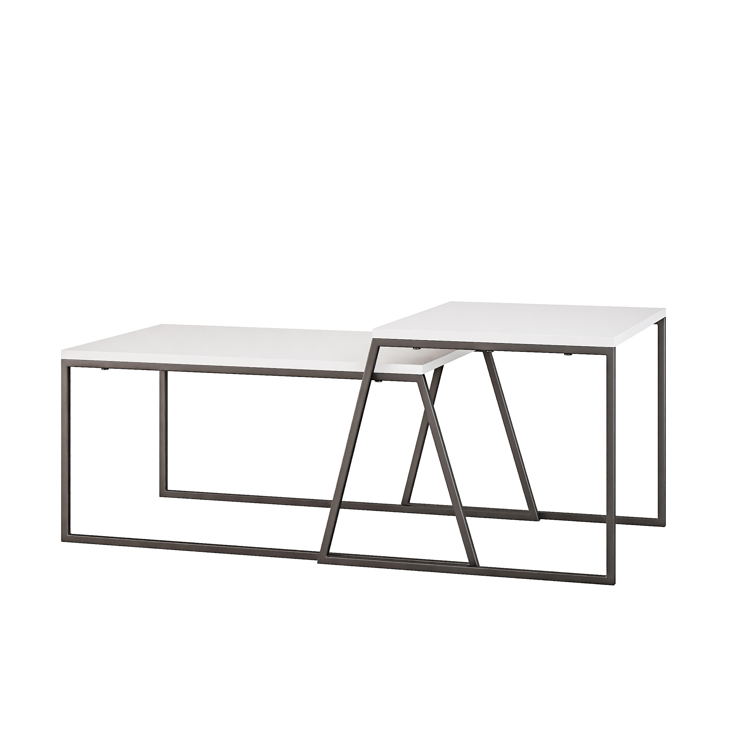 Decortie Couchtisch-Set Weiß 88x38x50 cm