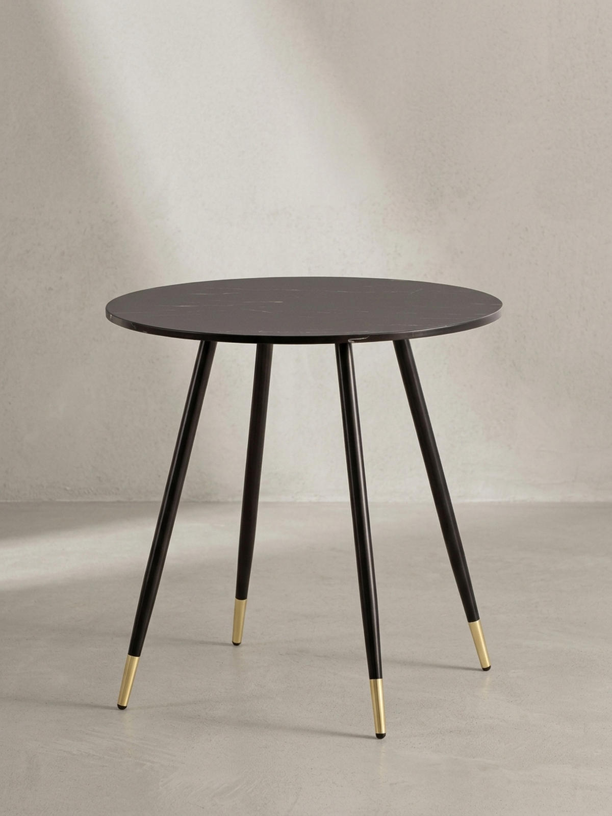 ESSTISCH Marmoroptik Metall Rund Modern, Schwarz 75x75x76 cm - Goldfarben/Schwarz, Holzwerkstoff/Metall (75/75/76cm) - KADIMA DESIGN