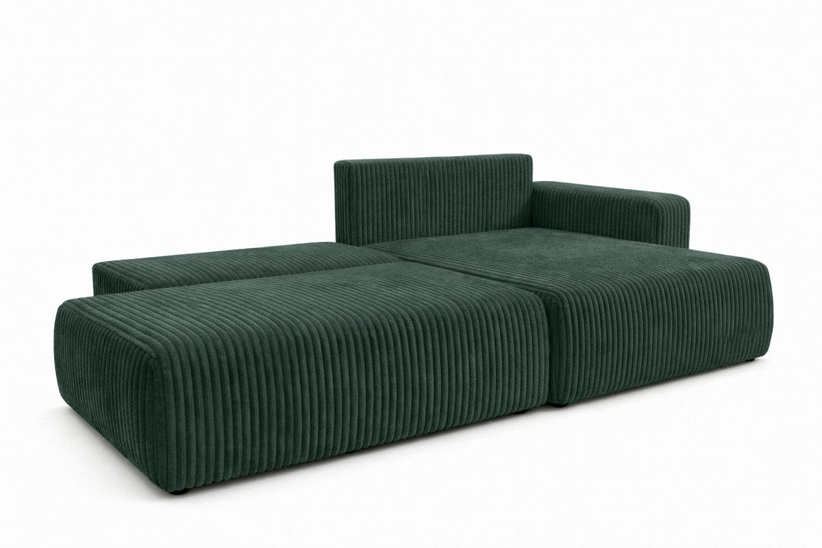 ECKSOFA Mit Schlaffunktion Und Bettkasten, Cordstoff Tilia, Grün, Rechts, OPEN XL - Grün, Holz (262/145cm) - Kaiser Möbel