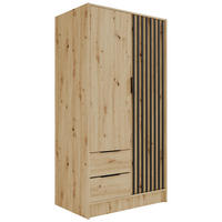 KLEIDERSCHRANK NELIA - 120 cm - Schwarz/Eiche Artisan, Holzwerkstoff (102/200/51cm) - ALTDECOR