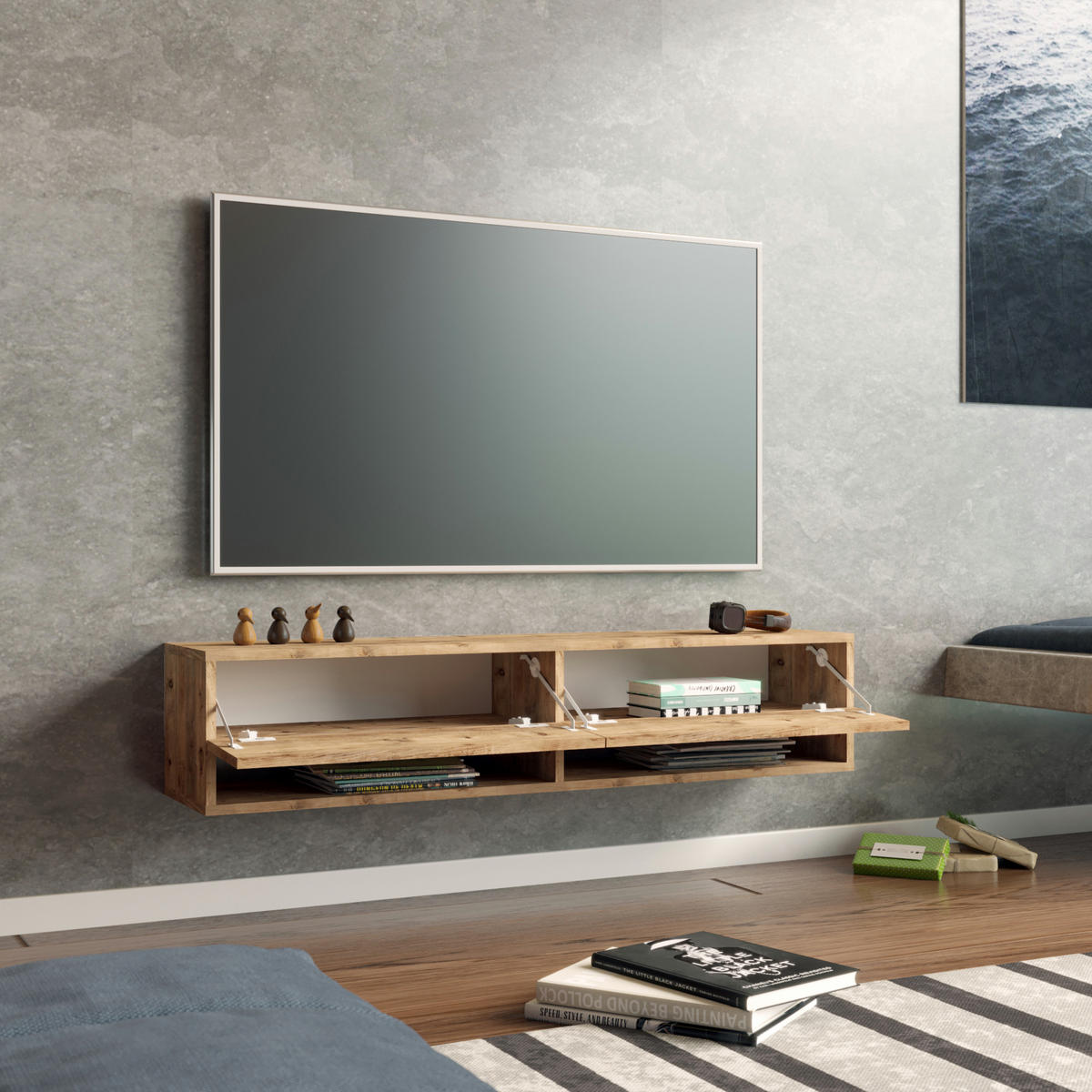 TV-ELEMENT Laitila - Naturfarben, Holzwerkstoff (140/29.5/31.5cm) - [en.casa]