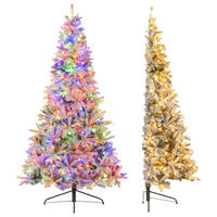 WEIHNACHTSBAUM halber Tannenbaum mit LEDs 180 cm weiß - Weiß, Metall (180cm) - COSTWAY