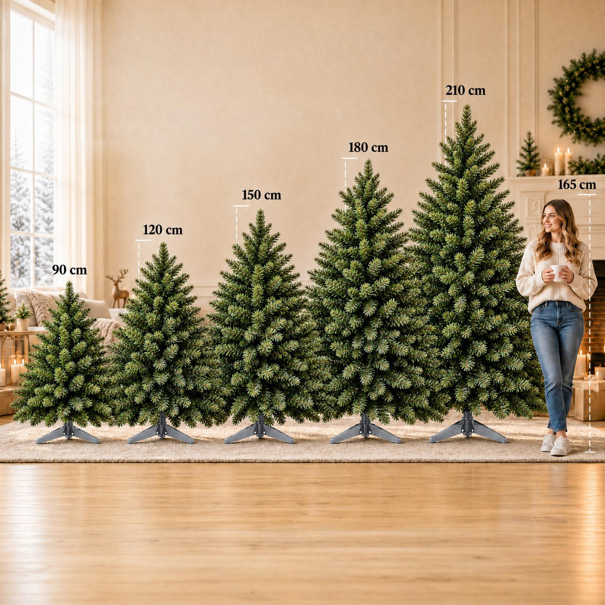WEIHNACHTSBAUM Grün künstlich Nordmanntanne 120 cm - Dunkelgrün, Holz/Kunststoff (120cm) - Relaxdays