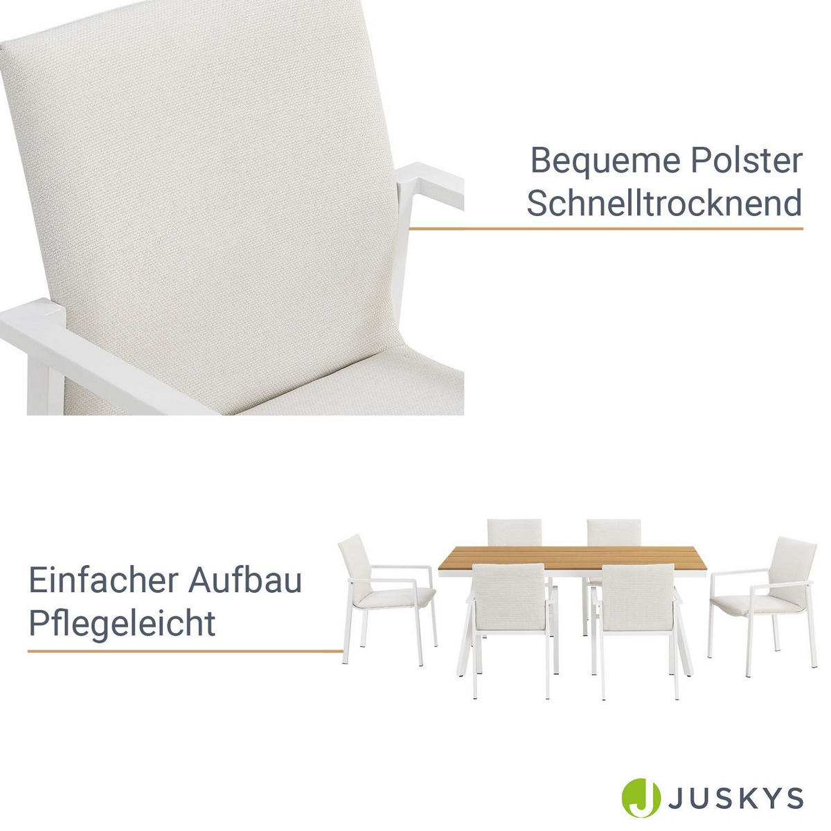 GARTENMÖBEL-SET Maui beige - Beige, Metall - Juskys