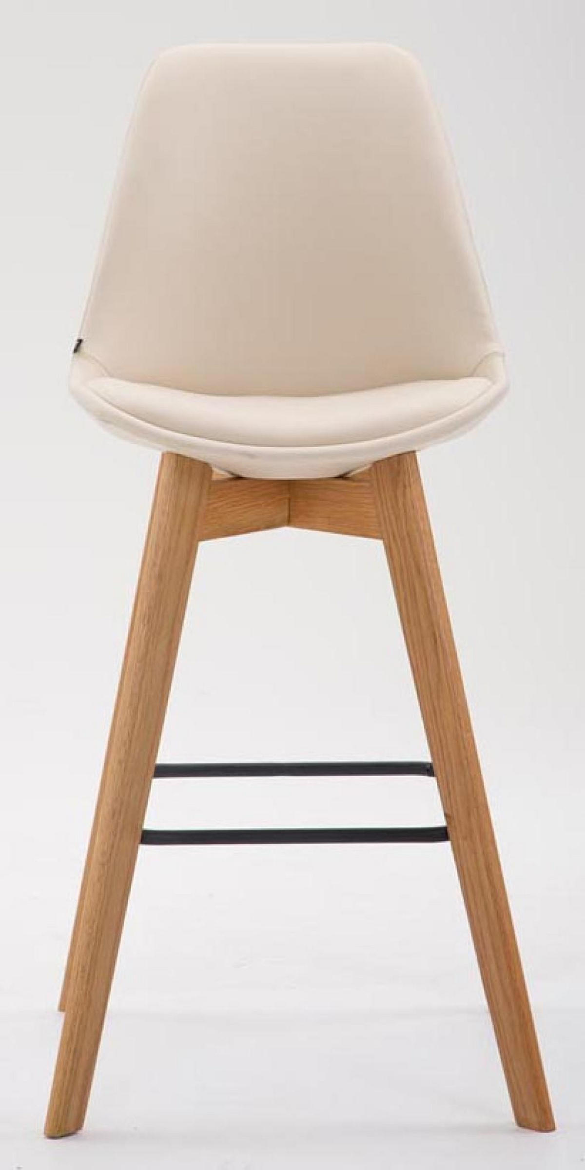 BARHOCKER 2er Set Lederlook creme - Eukalyptusholzfarben/Creme, Holz/Textil (48/112/56cm) - CLP