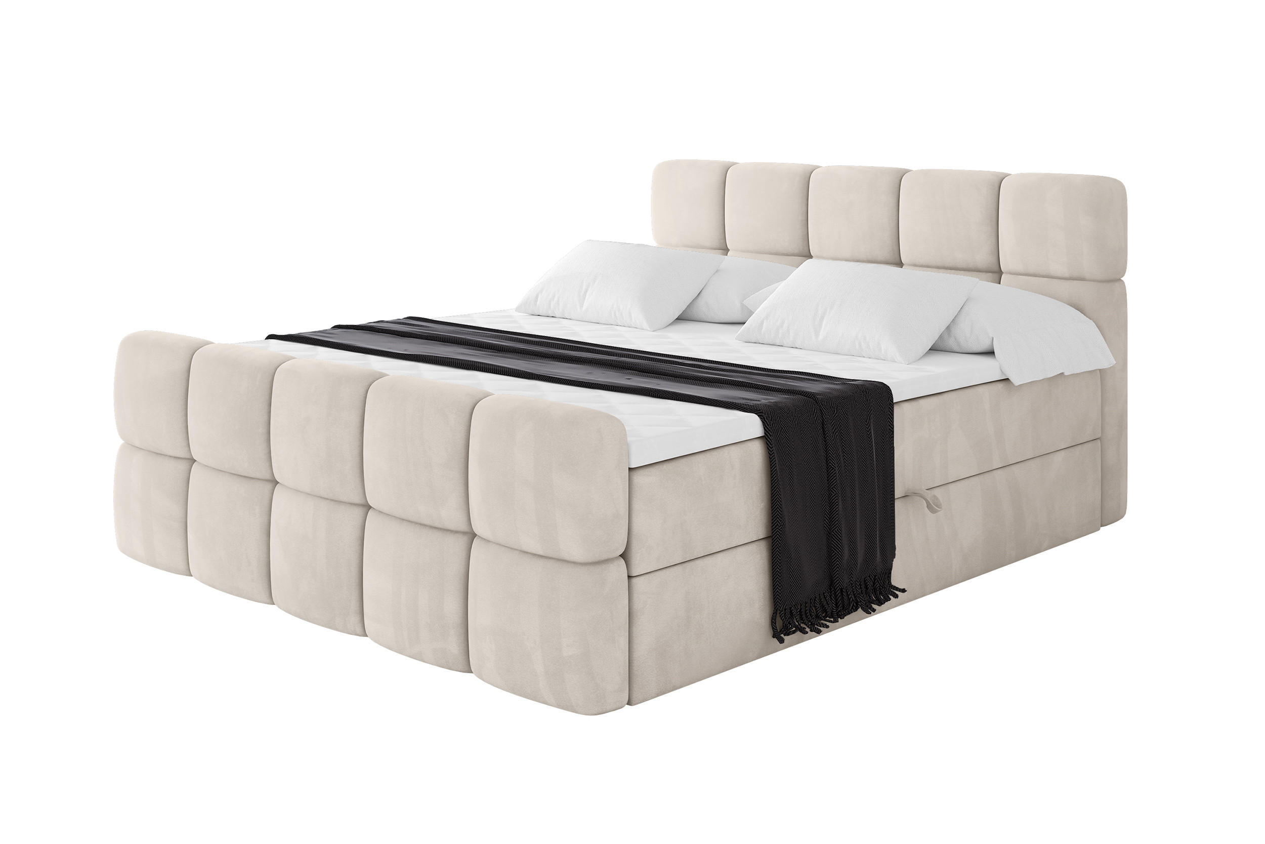 BOXBETT mit Matratze H4 - FAMA-Z - 140x200 cm Beige Casablanca - Beige, Holzwerkstoff (140/200cm) - ALTDECOR