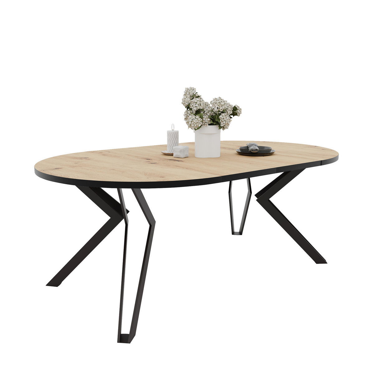 ESSTISCH ausziehbar aus MDF, Braun - Schwarz/Braun, Holzwerkstoff (120/120/76cm) - Idohome
