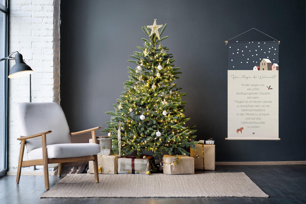 POSTER aus Stoff 60x120 cm Weihnachtsspruch - Beige, Textil (60/120/2cm) - artissimo
