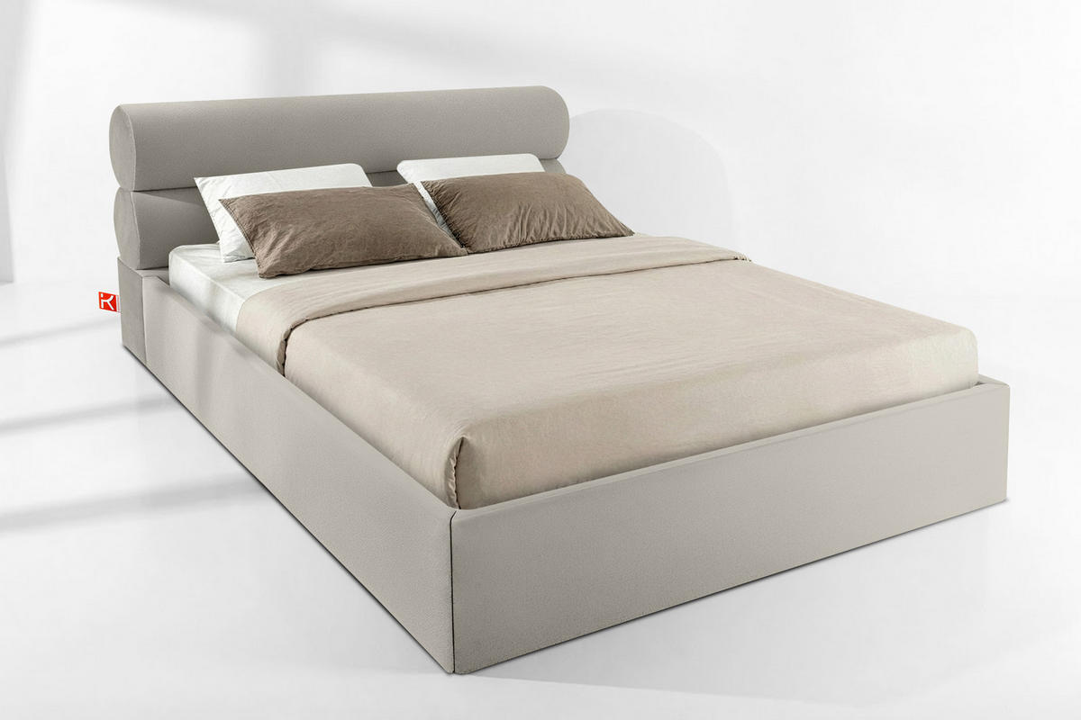 POLSTERBETT LUNEO - Creme/Schwarz, Holz/Holzwerkstoff (202/204cm) - KONSIMO®