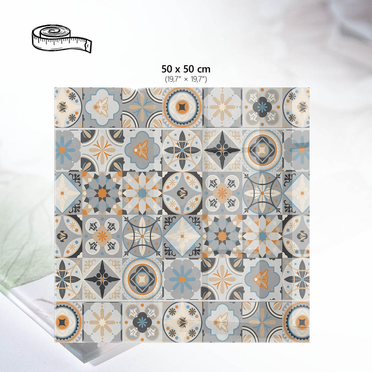 TISCHPLATTE 50x50 cm – Farbenfrohes Mosaik - Braun, Glas (50/50/0.4cm) - Wallfluent