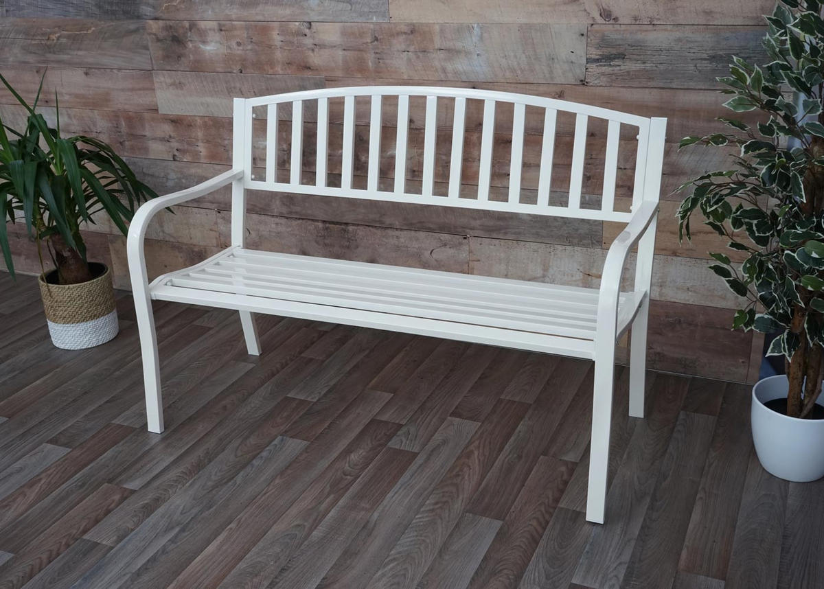 GARTENBANK Weiß - Weiß, Metall (128/87/58cm) - MCW