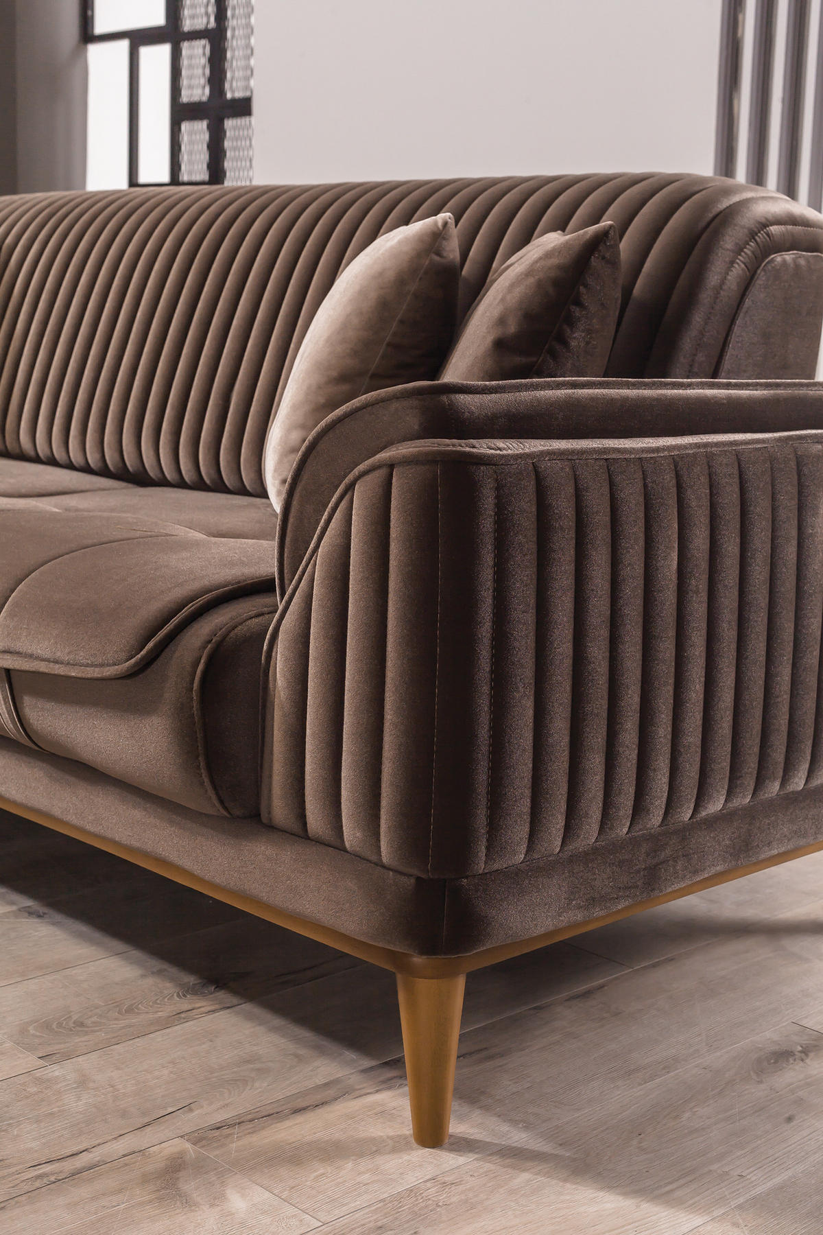 3 Sitzer SOFA Bond Samt Braun - Braun, Holz/Textil (230/85/100cm) - Villa Möbel