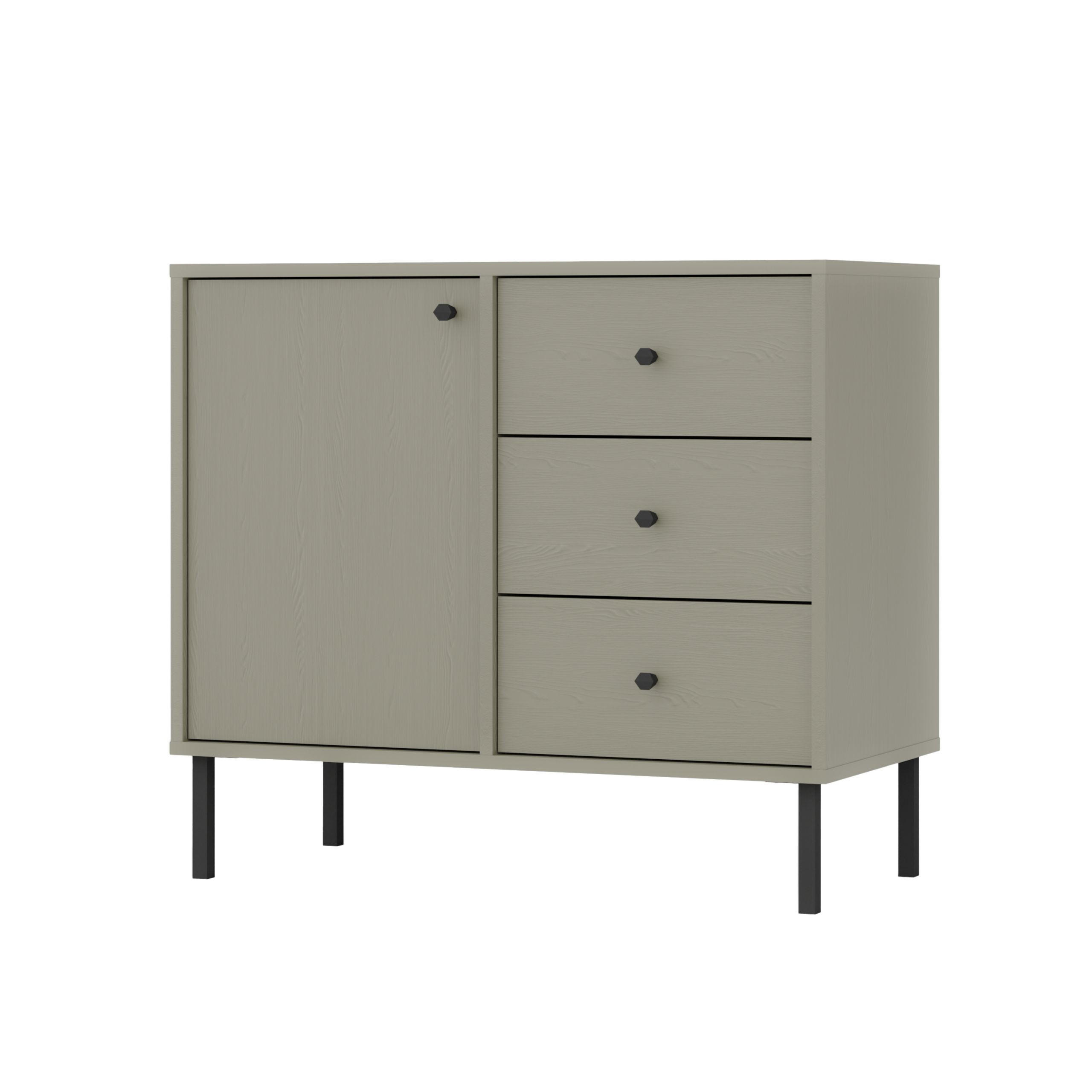 KOMMODE TORINO 84/74/41 cm mit 3 Schubladen 1 Türen Hellgrün - Hellgrün, Holzwerkstoff (84/74/41cm) - MASSENO