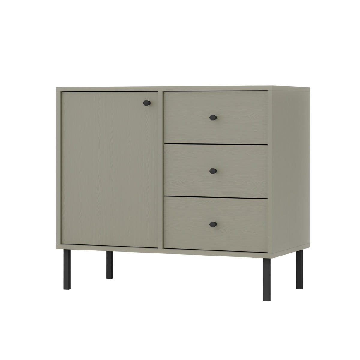KOMMODE TORINO 84/74/41 cm mit 3 Schubladen 1 Türen Hellgrün - Hellgrün, Holzwerkstoff (84/74/41cm) - MASSENO