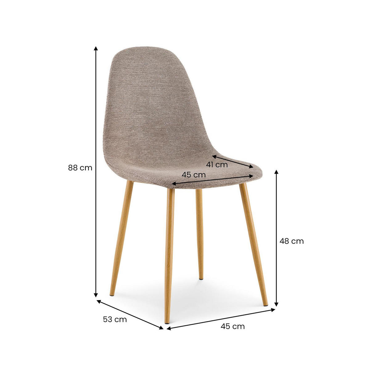 ESSZIMMERSTUHL PUNTA 4er-Set greige - Greige, Textil (45/86/53cm) - IDIMEX