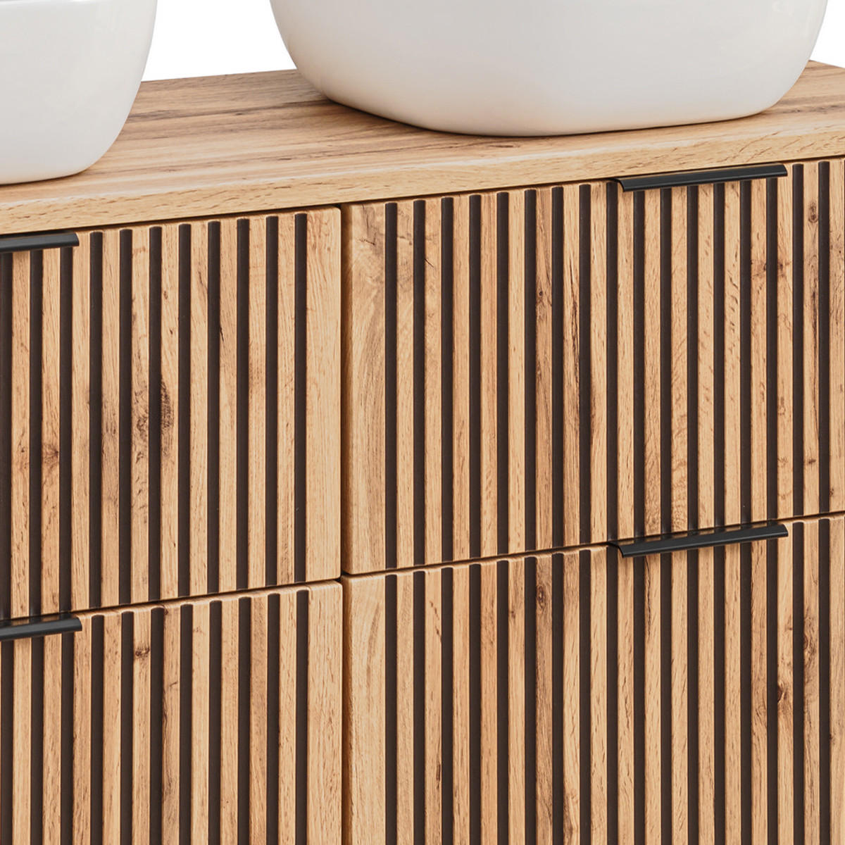 DOPPELWASCHTISCH 120.6cm Gaia Holz in Eichenoptik und Schwarz - Schwarz, Holzwerkstoff (120.6/59/46cm) - Petits-meubles