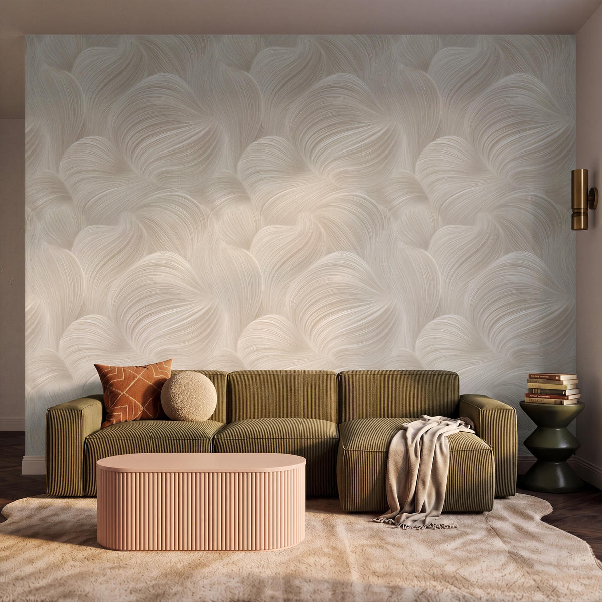 TAPETE - Lines - Ventilator - Beige - 350x280 cm - Creme, Papier (350/280cm) - OnlyWow