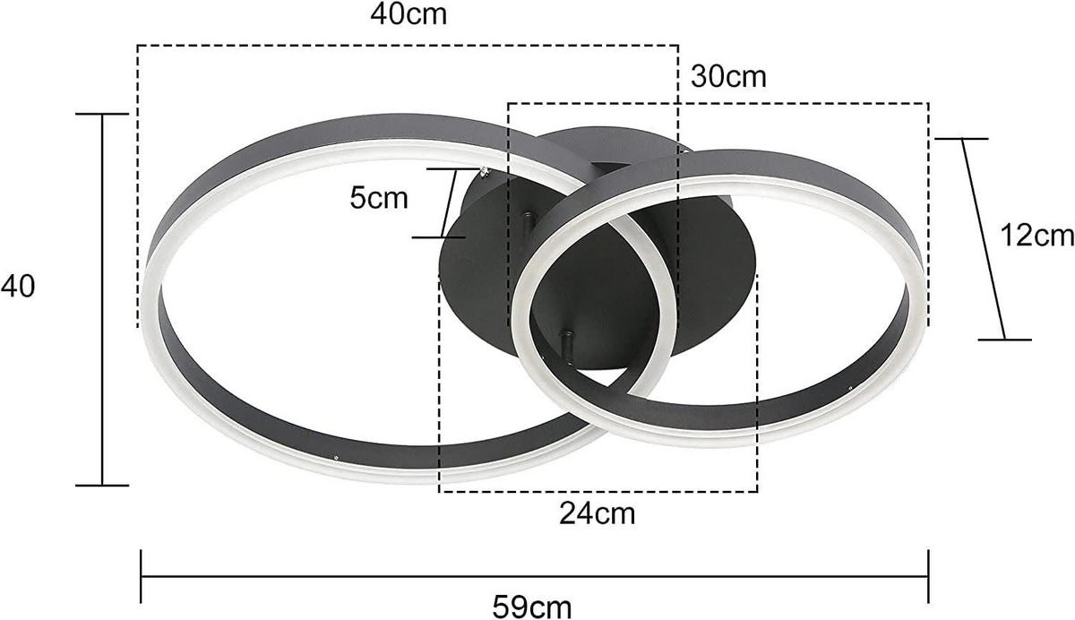 LED-DECKENLEUCHTE Puls 59/40/12 cm - Schwarz, Metall (59/40/12cm) - Nettlife