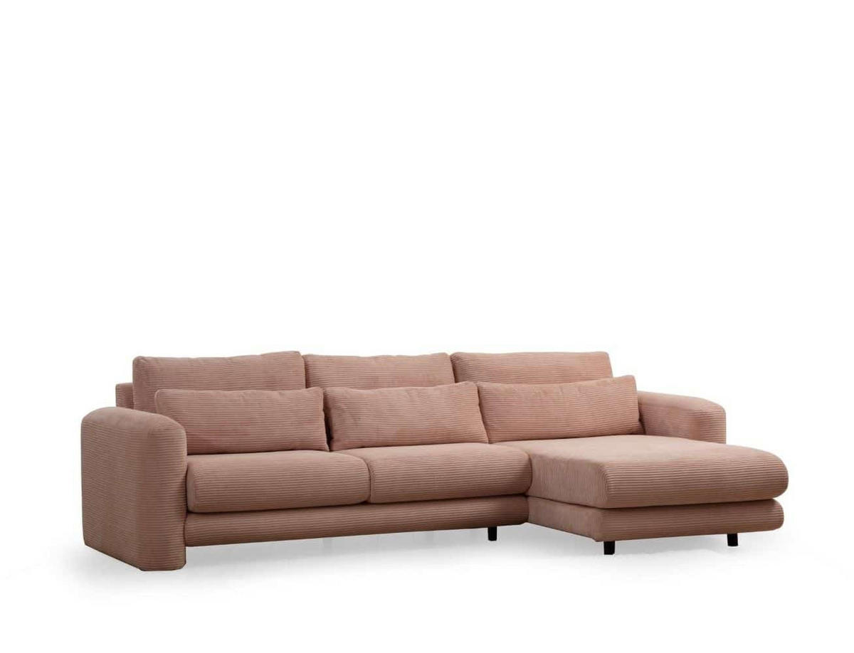 ECKSOFA mit losen Rückenkissen - Pink/Schwarz, Holz/Kunststoff (165/290cm) - myHomelando