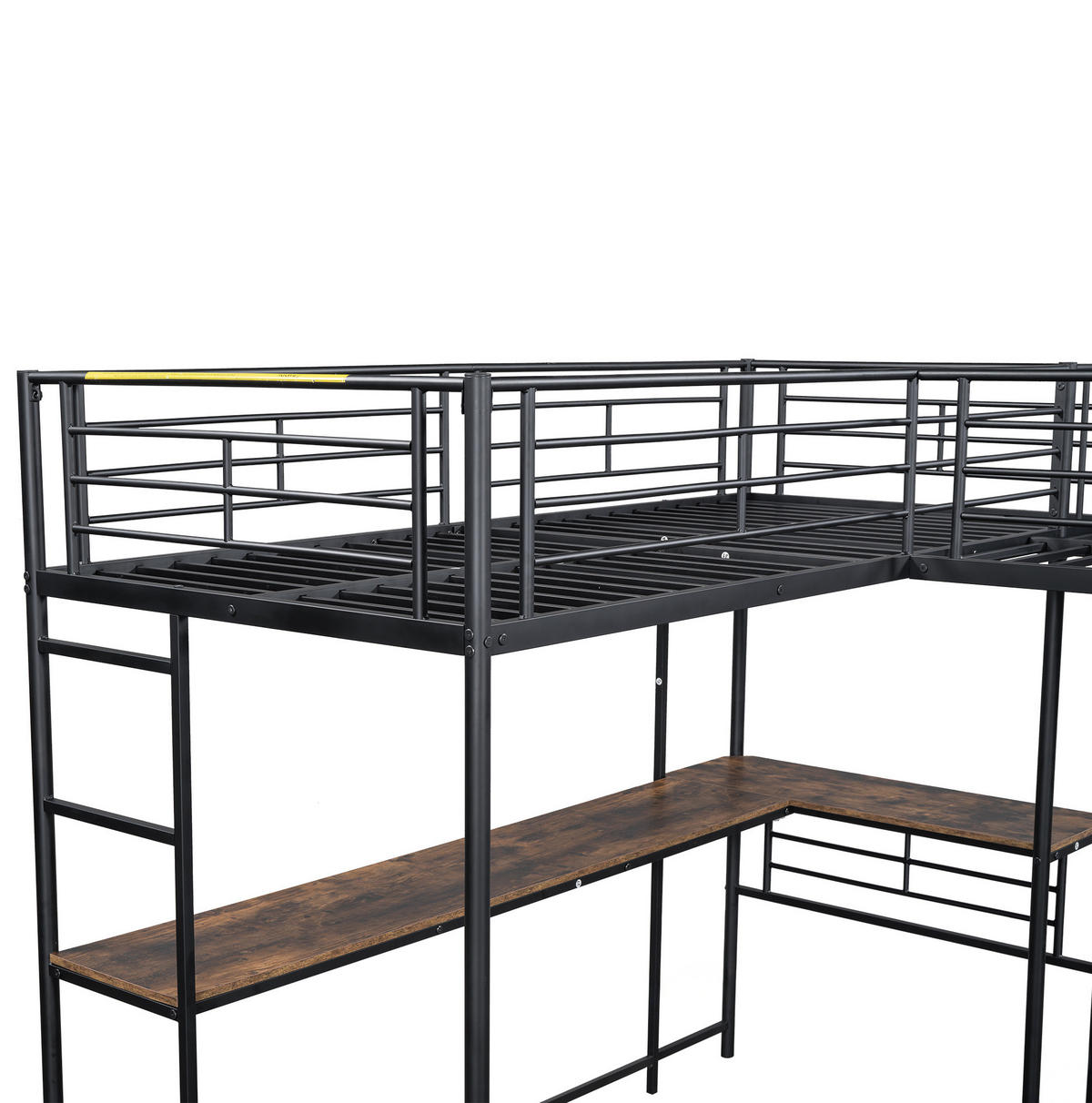 VISOKI krevet 90/200 cm s radnim stolom, dvostrukim ljestvama i visokim ogradama, Crni - crna, metal (90/200cm) - Redom