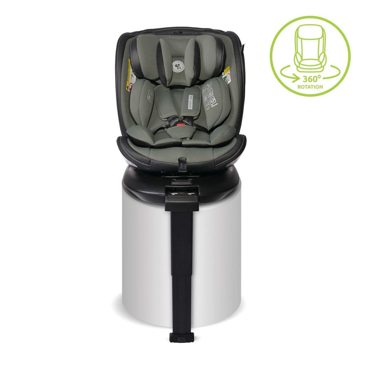 KINDERSITZ Estate i-Size grün (40-150cm) Isofix, Stützbein, Sitz 360° drehbar - Grün, Kunststoff (47/62/52cm) - Lorelli