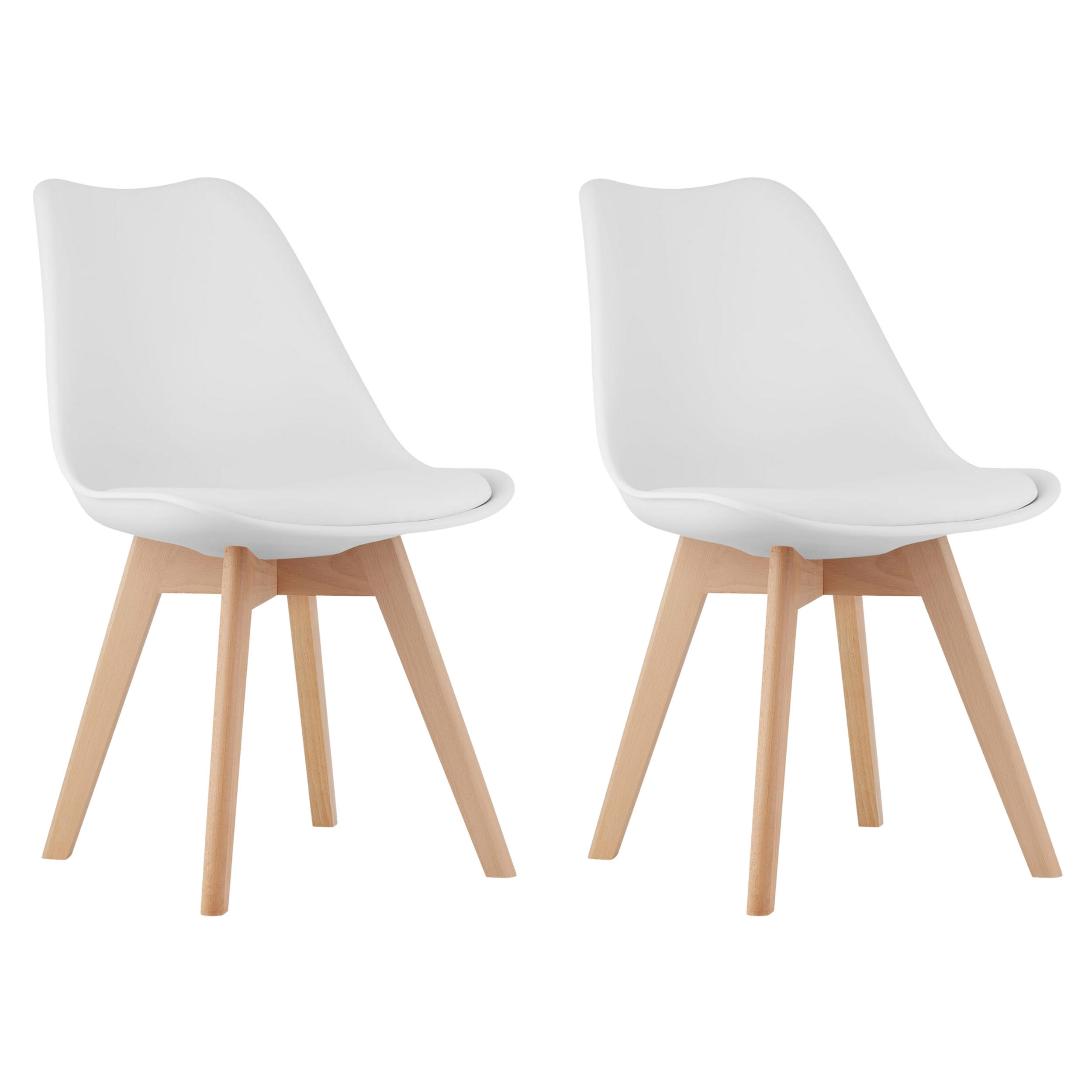 STUHL DOZZA 2-er Set, Weiß Kissen aus Kunstleder - Weiß, Holz/Kunststoff (49/82/43cm) - Komodee