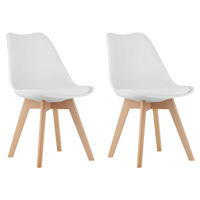 STUHL DOZZA 2-er Set, Weiß Kissen aus Kunstleder - Weiß, Holz/Kunststoff (49/82/43cm) - Komodee