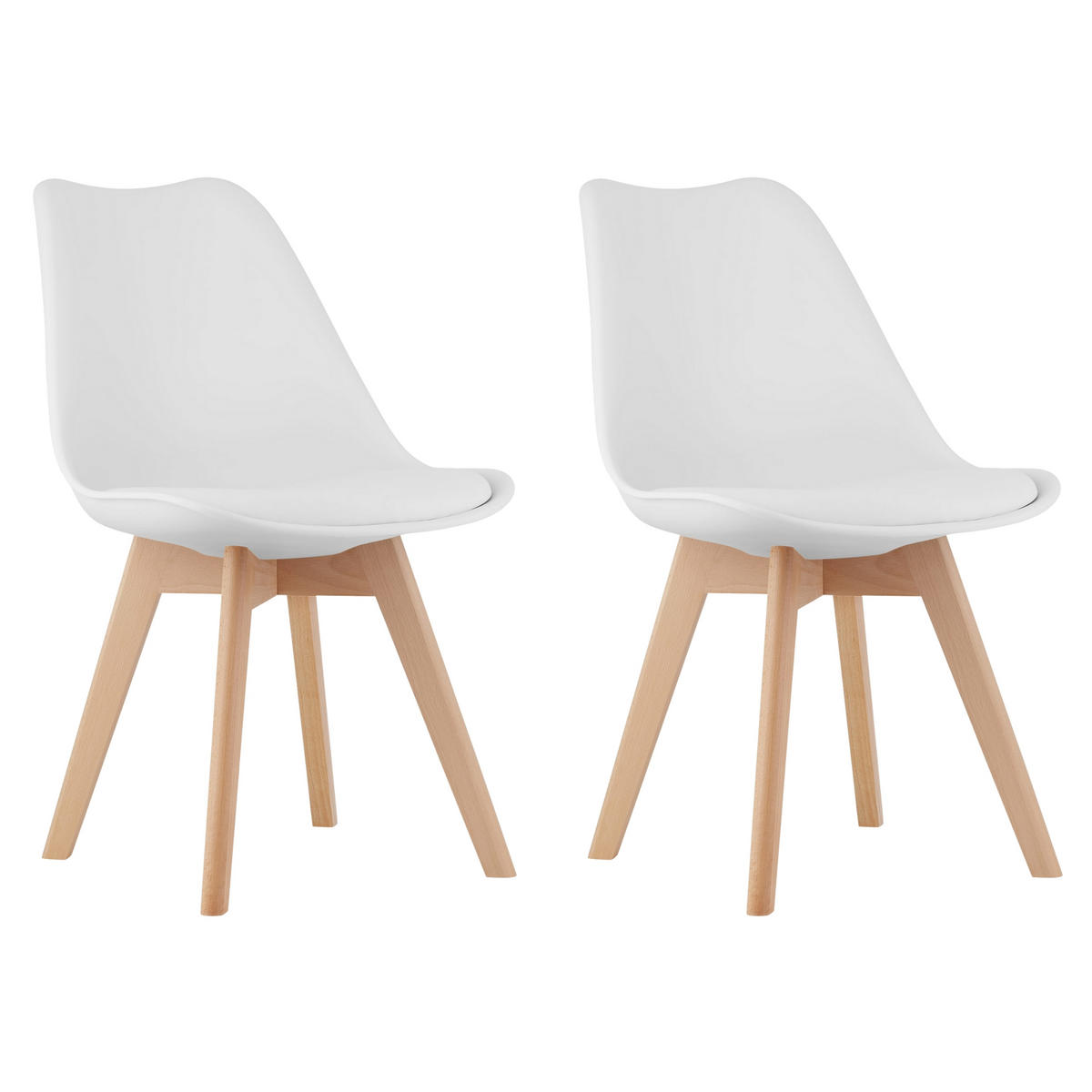 STUHL DOZZA 2-er Set, Weiß Kissen aus Kunstleder - Weiß, Holz/Kunststoff (49/82/43cm) - Komodee