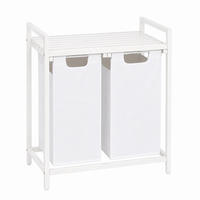 WÄSCHEKORB Metall MDF Stoff Weiß 2 herausnehmbare 92 Liter 73x33x71 cm - Weiß, Holzwerkstoff/Metall (73/71/33cm) - Begryf