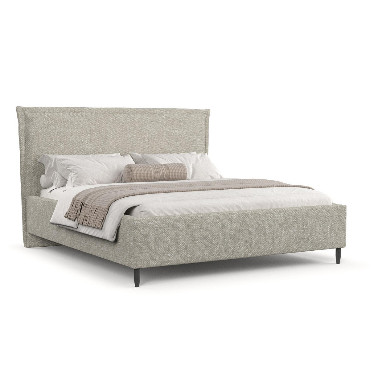 POLSTERBETT Cape Cod Beige Grau 180/200 cm im Chenille-Stoff - Beige/Schwarz, Holz/Holzwerkstoff (180/200cm) - Maison de Reve