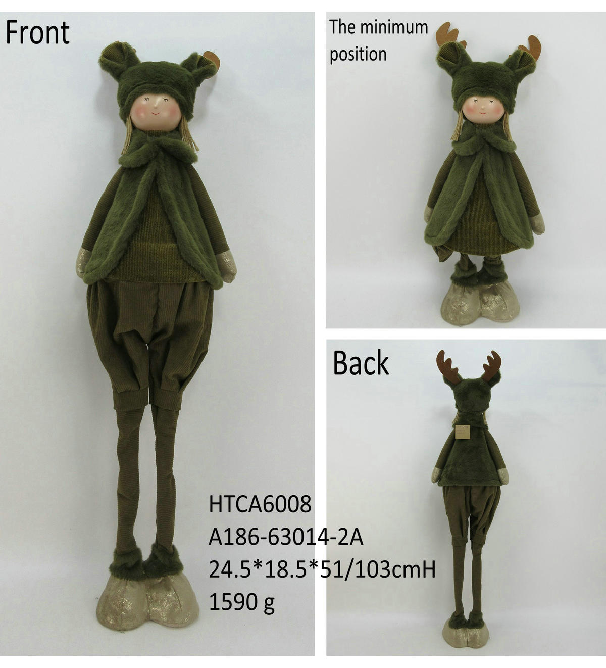 PLÜSCHFIGUR SANTA LILA Olivgrün 22/19/67/103cm - Grün, Textil (20/67/25cm) - Mondex