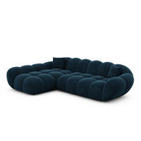 ECKSOFA Liva Mitternachtsblau Samtstoff L-Form Links - Dunkelblau, Textil (265/160cm) - VAROYAL