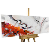 ÖLGEMÄLDE 150/50 cm - Rot/Grau, Holz/Textil (150/50cm) - KUNSTLOFT