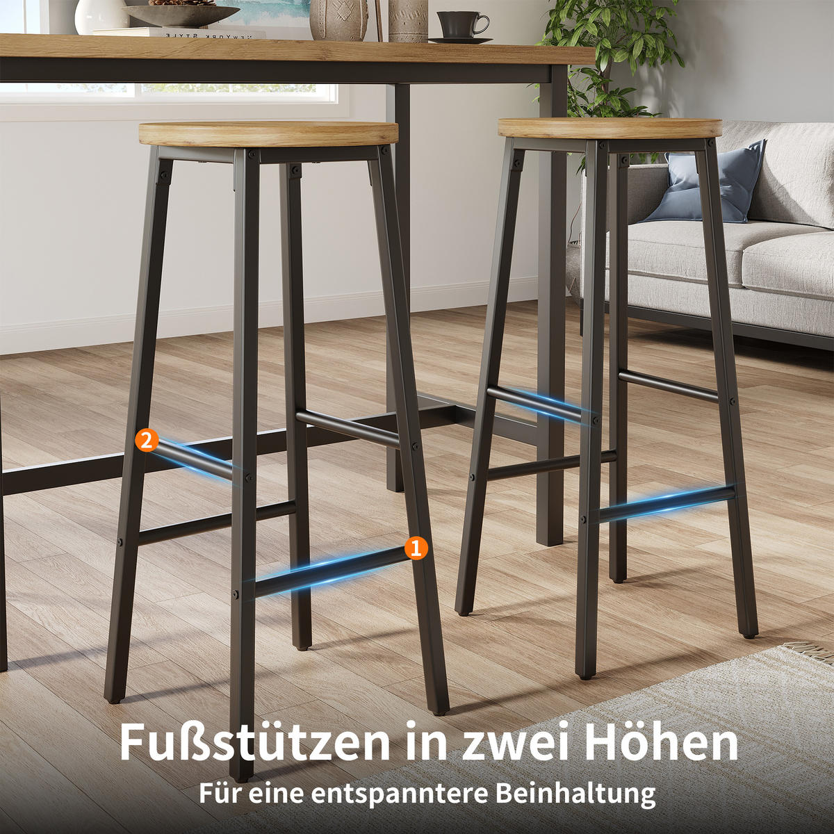 KÜCHENINSEL Stauraum Barhocker Schwarz Holzoptik - Multicolor, Metall (138/105/39cm) - FLIEKS