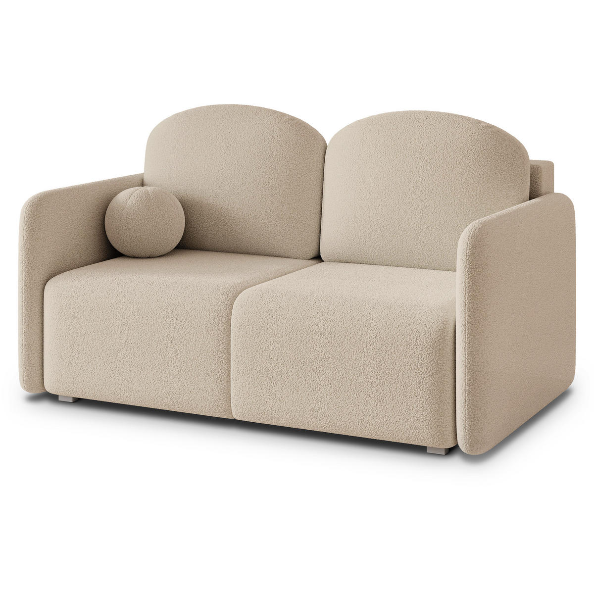 BETTSOFA SUVI II Q Beige Bucle-Stoff mit Schlaffunktion - Beige, Textil (90/85/153cm) - MASSENO
