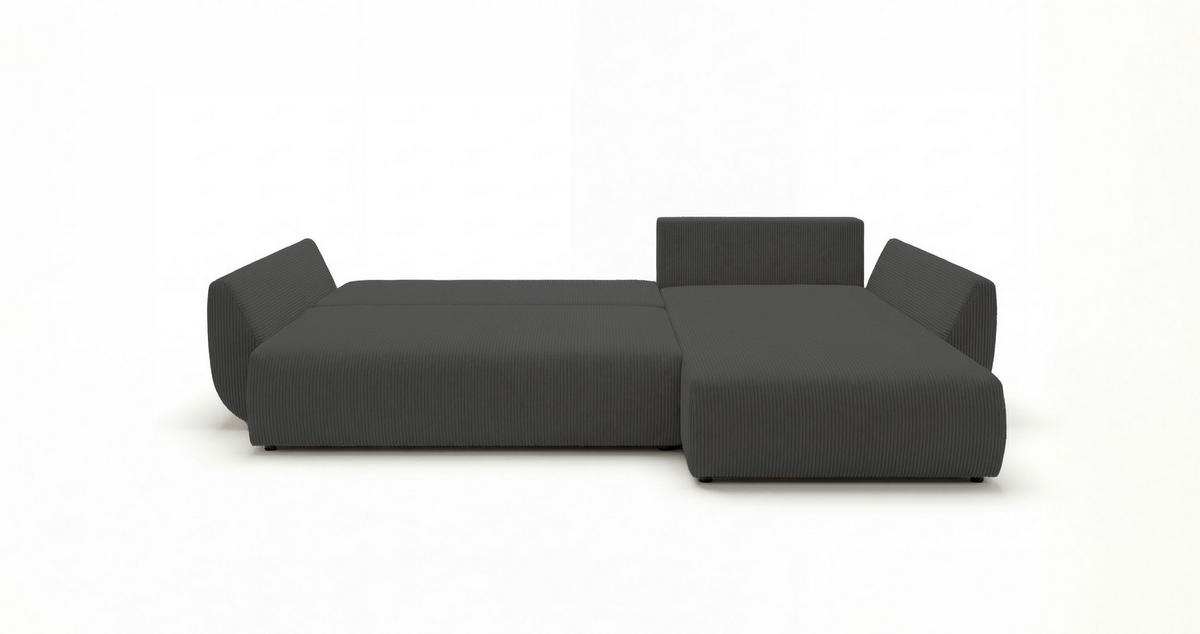 ECKSOFA SYDNEY rechts dunkelgrau Cord Poso 60 - Schlaffunktion, Bettkasten - Anthrazit, Textil (280/175cm) - Cornero
