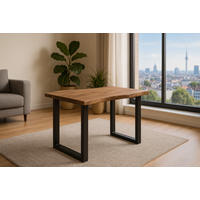 ESSTISCH LAURINA - Beige/Schwarz, Holz/Metall (80/140/77cm) - SAM
