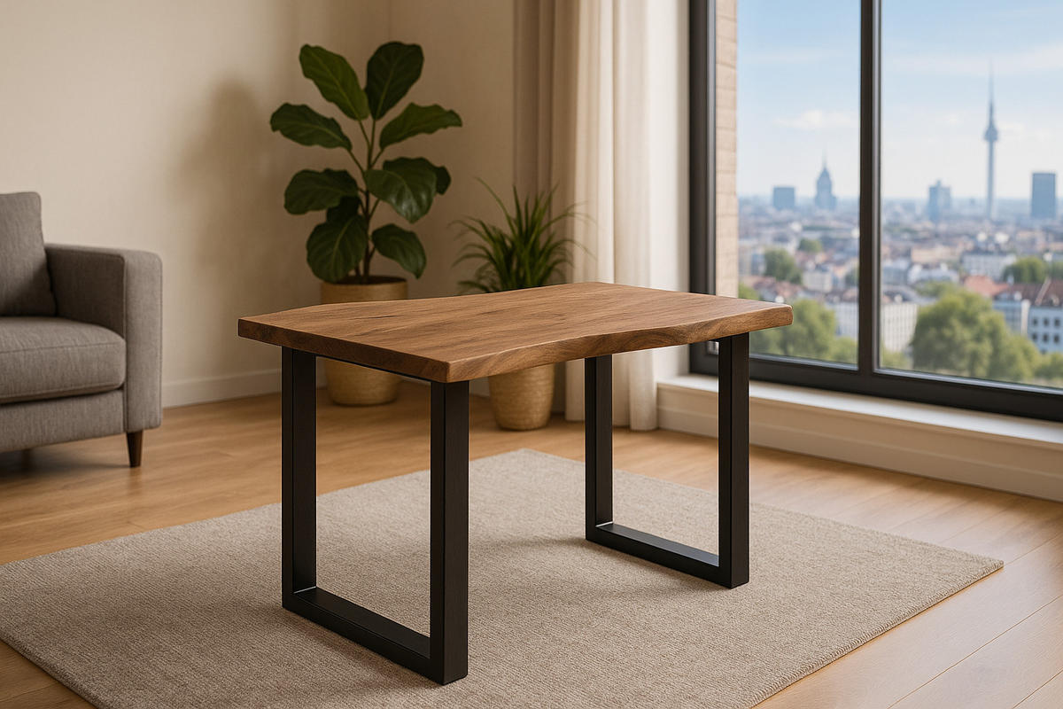 ESSTISCH LAURINA - Beige/Schwarz, Holz/Metall (80/140/77cm) - SAM