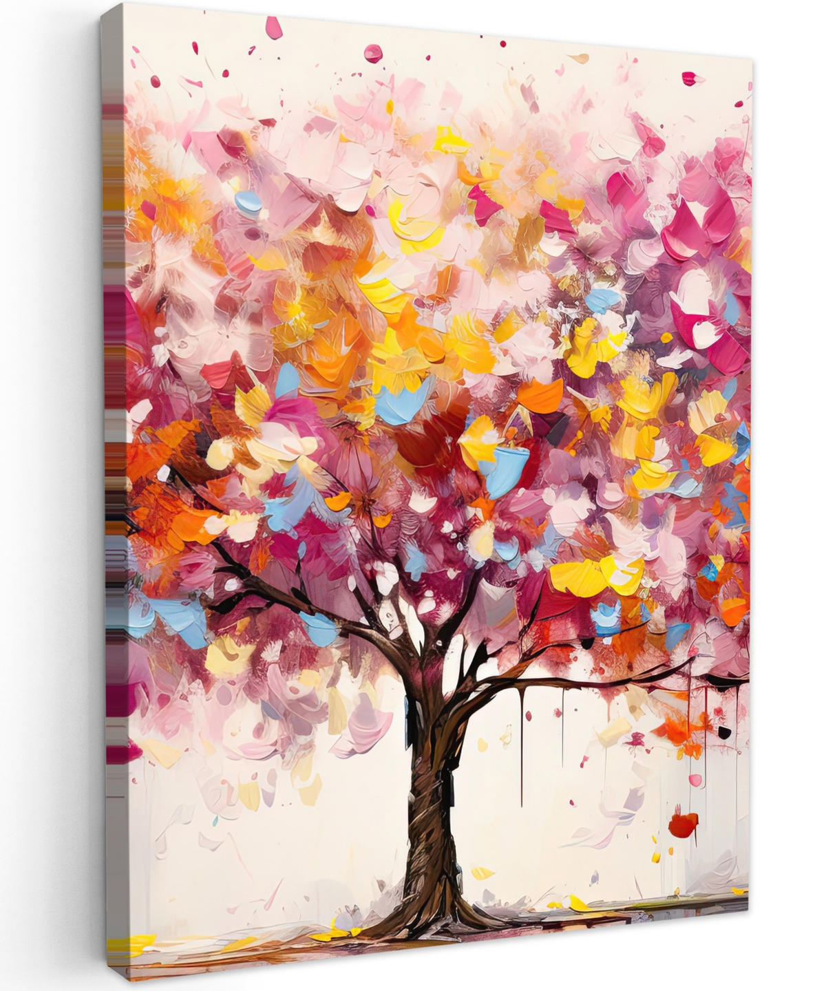 LEINWANDBILD Aquarell - Baum - Kunst - Abstrakt 60x80 cm - Multicolor, Textil (60/80cm) - MuchoWow