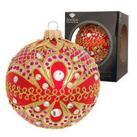 CHRISTBAUMKUGEL Gloria Strassdekor Rot 8cm (Glas / 1 Stk.) - Rot, Glas (8/8/8cm) - Krebs Glas Lauscha