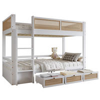 ETAGENBETT Weiß/Natur 90/200 cm mit Schubladen und Leiter - Weiß, Holz (90/200cm) - MIVRAY