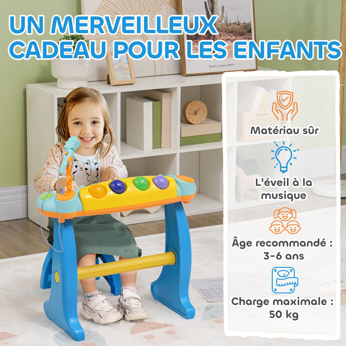 KINDERPIANO DE-18646 Mehrfarbig - Blau, Kunststoff (25/63/58.5cm) - ComfortXL