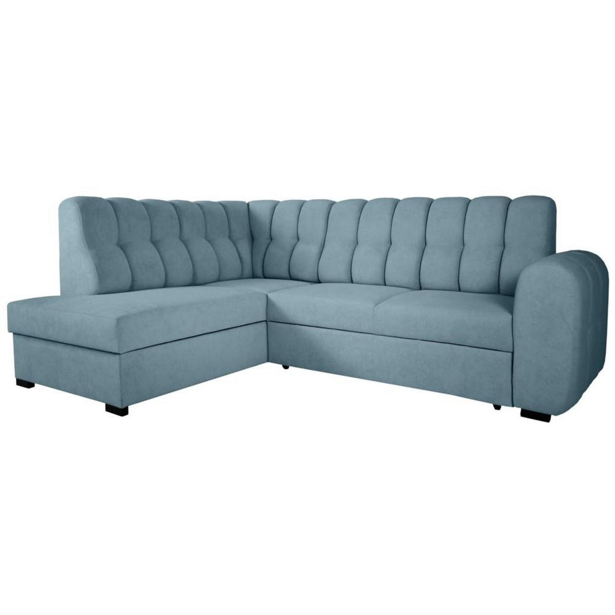 ECKSCHLAFSOFA Zoja links hellblau - Schwarz/Hellblau, Textil (261/193cm) - Beautysofa